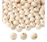 Elektheim 90 Perlas, Bolitas de Madera, 20 mm, Impresas con Enhebrador, Cuentas Redondas de Madera Natural, Cuentas para Manualidades, Cuentas Espaciadoras Sueltas para Fabricación de Joyas
