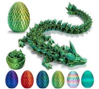 Elektheim Dragón impreso en 3D, huevos de dragón realistas en el huevo, articulado, totalmente móvil, dragón de cristal con huevo de dragón, juguete inquieto para niños, adultos, hogar, oficina