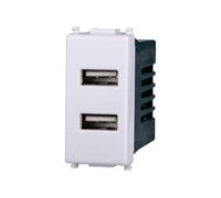 Elektronova Toma USB doble Type-A 5V 2.1A cargador blanco compatible Vimar Plana Cargador 2402