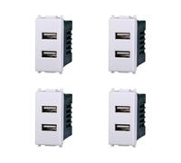Elektronova Toma USB doble Type-A 5V 2.1A cargador blanco compatible Vimar Plana Kit 4 piezas 2402