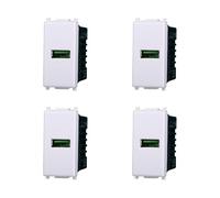 Elektronova Toma USB Type-A 5V 2.1A Blanco Cargador Compatible Vimar Plana Kit 4 Piezas 2401