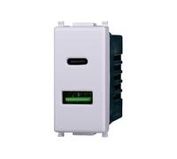 Elektronova Toma USB Type-A+C 5V 3.1A Cargador Blanco Compatible Vimar Plana Cargador Doble 3002