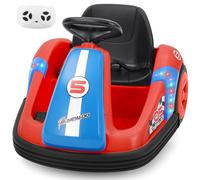 ELEMARA Coches de choque para niños con ruedas grandes, 2.2 mph, juguetes eléctricos de 12 V con control remoto, auto de parachoques de giro de 360 grados para niños pequeños con calcomanías de