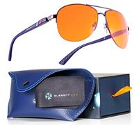 ELEMENT LUX Lentes de bloqueo de luz azul ámbar, para dormir mejor, juegos, bloqueador de fatiga ocular, computadora, lentes de sol, Ámbar (Dark Amber), 57mm