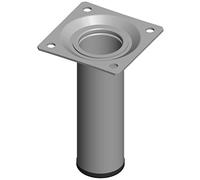 Element System 4 piezas de pata de tubo de acero de tipo redondo, patas de mesa, patas de mueble incluyendo placa para atornillar, 10 cm de largo, diámetro de 30 mm, aluminio blanco