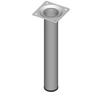 Element System 4 piezas de pata de tubo de acero de tipo redondo, patas de mesa, patas de mueble incluyendo placa para atornillar, 20 cm de largo, diámetro de 30 mm, aluminio blanco