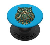 Elemental Folk Art Owl Symmetrical Mandala Bird Graphic PopSockets PopGrip Adhesivo