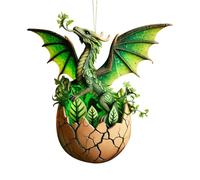 Elementall Dragon Christmas Ornament - 2D Acrylic Fantasy Dragon Christmas Tree Decoration | Vintage Egg and Green Grass Dragon Christmas Keepsake Decor | Unique Dinosaur Pendant Gift for Book Lovers
