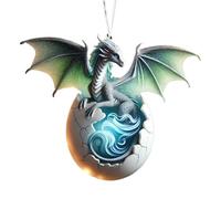 Elementall Dragon Christmas Ornament - 2D Acrylic Fantasy Dragon Christmas Tree Decoration | Vintage Egg and Air Dragon Christmas Keepsake Decor | Unique Dinosaur Pendant Gift for Book Lovers