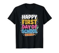 Elementary Happy First Day of School Camiseta gráfica económica, Hombre, Negro, XL