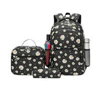 Elementary School Backpack Set, Sturdy Bookbag Accessory, Floral Schoolbag with Practical Structure, Backpack for Primary School Students, Teens, Boys, Girls, Travel, Vacation, Daily Activities, Negro