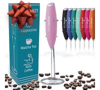 Elementi Espumador de leche eléctrico de mano, batidor Matcha, espumador de leche para Espumador de café Mezclador de bebidas de mano eléctrico, Mini batidor eléctrico Mezclador (rosa claro)