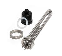 Elemento calentador de agua DN40 de 1 1/2 pulgadas con accesorio, tubería eléctrica de 3KW/4,5 kW/6KW/9KW/12KW con tornillo de tierra y sonda, 1 Uds.(Gold,380V_4.5KW 210MM 304SUS)