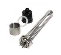 Elemento calentador de agua DN40 de 1 1/2 pulgadas con accesorio, tubería eléctrica de 3KW/4,5 kW/6KW/9KW/12KW con tornillo de tierra y sonda, 1 Uds.(Silver,220V_9KW 290MM 304SUS)