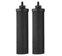 Elemento de filtro de agua de carbón activado al aire libre, camping, senderismo, cáscara de coco, elimina sedimentos, óxido, metales pesados, mejora el sabor, paquete de 2, color negro, 2.25 x 9.75