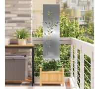 Elemento de protección visual de pared para jardín, lona de privacidad floral plateada 32 x 140 cm, acero inoxidable, se puede montar rápidamente, fácil de mantener