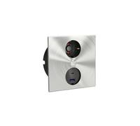 Elemento De Toma Doble USB Para Empotrar Con Toma Schuko, Acero Inoxidable