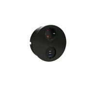 Elemento De Tomas Empotrables USB C Doble Redondo Con Toma Schuko Negro Mate