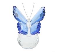 Elemento decorativo de mariposa de cristal para escritorio o mesa auxiliar con doble función en estética y sujeción de documentos (azul)