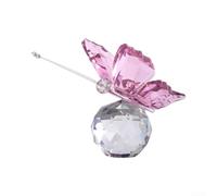 Elemento decorativo de mariposa de cristal para escritorio o mesa auxiliar con doble función en estética y sujeción de documentos (rosa)