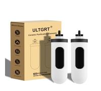 Elementos de purificación de cerámica de filtración de 2 etapas, lavables y reutilizables, filtros de cerámica compuesta de 8.5 pulgadas, repuesto para sistema de filtración de agua por gravedad