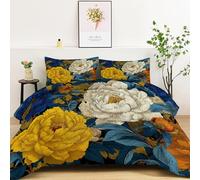 Elementos Dibujados A Mano Edredón Acolchado Cama 135/150 220 x 240 cm Planta Peonía Ligero y Cálido Edredóns Nórdico Estampado, Multicolor Adecuado para Cualquier Temporada Edredón sin funda