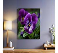 Elementos Florales Impresión en lienzo Pensamiento morado 60 x 40 cm cuadro decorativo de pared listo para colgar en salón dormitorio baño oficina