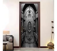 Elementos Retro Y MetáLicos Vinilo Puerta Adhesivo Fotográfico 88x200 cm - Pegatina Mural Autoadhesiva Extraíble e Impermeable Platapara Puerta, Salón, Cocina Calcomanía puerta (PVC)