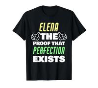 Elena La Prueba de Que la perfección Existe Funny Elena Nombre Camiseta gráfica económica, Hombre, Negro, S