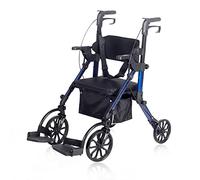 Elenker 2 en 1 Rollator Walker y silla de transporte, plegable silla de ruedas ruedas ruedas ayuda para caminar con cinturón de seguridad, asiento acolchado y reposapiés desmontables para adultos,