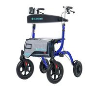 ELENKER Andador todo terreno con asiento, andador rodante para exteriores, ruedas delanteras de neumáticos no neumáticos, diseño plegable compacto para personas mayores, color azul