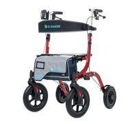 ELENKER Andador todo terreno con asiento, andador rodante rodante para exteriores, ruedas delanteras de neumáticos no neumáticos de 12 pulgadas, diseño plegable compacto para personas mayores, rojo