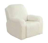 ELEOPTIOIN Sillón Relax Reclinable, Funda para Sofá de 1 Plaza, 4 Piezas Jacquard con Bolsillos, Para Sillón Reclinable, Masaje, Beige