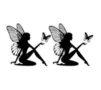 ELEOUTI 2 Pegatinas para Carrocería de Vehículos, Vinilo Decorativo para Coche Diseño de Hada y Alas, Tamaño 19x18.4 Cm, Color Negro, Calcomanías para Parachoques, Decoración Exterior