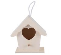 ELEOUTI 4 Nidos de Madera Beige para Pájaros con Diseño Creativo en Forma de Corazón, Decoración Hogar y Oficina, Kit DIY para Microjardines