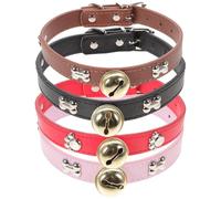 ELEOUTI 4 Piezas Collares para Ovejas y Cabras Ajustables con Campana de Colores Rojo Negro Rosa y Marrón Collares Antipérdida para Ganado y Animales de Granja