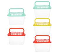 ELEOUTI 5 Piezas Mini Pecera Portátil de Plástico para Mascotas Acuáticas y Tortugas, Fácil de Limpiar y Transportar, Adecuado Playa y Viajes Familiares, Diseño Rectangular Moderno Color