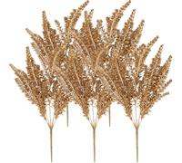 ELEOUTI 5 Ramos de Espiga de Trigo Decorativa Dorada de Plástico para Decoración de Bodas y Sala, Forma Realista y Color Brillante para Ornamento y Fotografía