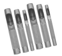 ELEOUTI 6 Piezas Perforadora Manual para Cuero Punzón Redondo de Acero al Carbono 6mm 10mm 12mm para Uso Profesional en Taller de Reparación de Cuero