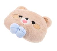 ELEOUTI Almohada para Viaje Cómodo Cuello del Coche Bordado de Lazo y Oso de Peluche, Felpa Transpirable y Correa Ajustable y Soporte Cervical en Auto