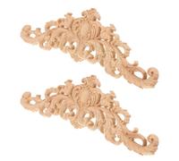 ELEOUTI Apliques de Madera Maciza Tallada 30x8 Cm para Decoración de Muebles y Paredes, 2 Piezas para Gabinetes, Camas y Aparadores, Arte Decorativo Largo para Esquinas y Marcos