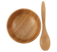 ELEOUTI Bowl de Bambú con Cuchara para Mezcla de DIY Mezclador Natural para Cosméticos y Cremas Faciales para Rutinas de Cuidado Personal y Belleza Casera