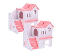 ELEOUTI Casa para Hámster en PVC 2piezas, Escondite y Lugar de Ejercicio para Hámsters Enanos y Jerbos, Diseño Tipo Villa para Jaula Pequeña