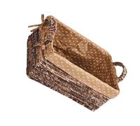 ELEOUTI Cesta de Almacenamiento Tejida de Paja Natural, Tamaño Pequeño 28x18x12 Cm, Color Marrón, Organizador Multiusos para Hogar, Oficina y Cocina, Caja para Guardar Artículos
