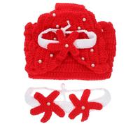 ELEOUTI Conjunto de Accesorios para Fotografía de Disfraz de Sirenita Rojo, Fabricado con Hilo de Lana, sin Decoloración ni Deformación, Adecuado para Sesiones de Fotos y Fiestas
