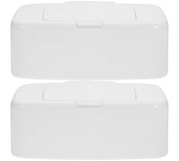 ELEOUTI Dispensador de Toallitas Portátil y Recargable de 2 Piezas en Color Blanco, Caja de Pp para Pañuelos, Adecuado para Viajar y Colocar en Bolsa de Pañales