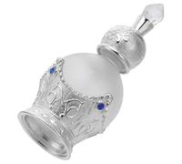 ELEOUTI Frasco de Perfume Vacío de Vidrio de 15 Ml Estilo Árabe Gotero, Botella Cuentagotas Vintage Plateada, Adecuado para Aceites Esenciales y Decoración del Hogar