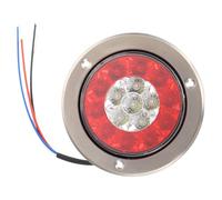 ELEOUTI Lámpara LED Trasera Redonda para Remolque 12-24v Aro de Aluminio 16 LED Rojo y Claro, Luces de Repuesto para Camiones y Luces de Freno del Remolque, para Seguridad en Carretera