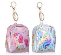 ELEOUTI Monedero Pequeño de Cuero PU con Diseño Unicornio y Cremallera, Llavero y Hebilla, Adecuado para Viajes y Guardar Objetos Pequeños, Paquete de 2 Piezas