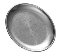 ELEOUTI Plato de Metal Vintage de 17 Cm, Acero Inoxidable Resistente Oxidación, Placa Metálica Redonda Inastillable, Adecuado para Cena, Barbacoa, Camping y Picnic Reutilizable